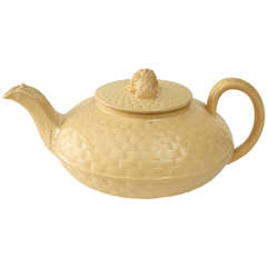 Antique A Wedgwood Glazed Caneware Basketweave pattern Teapot