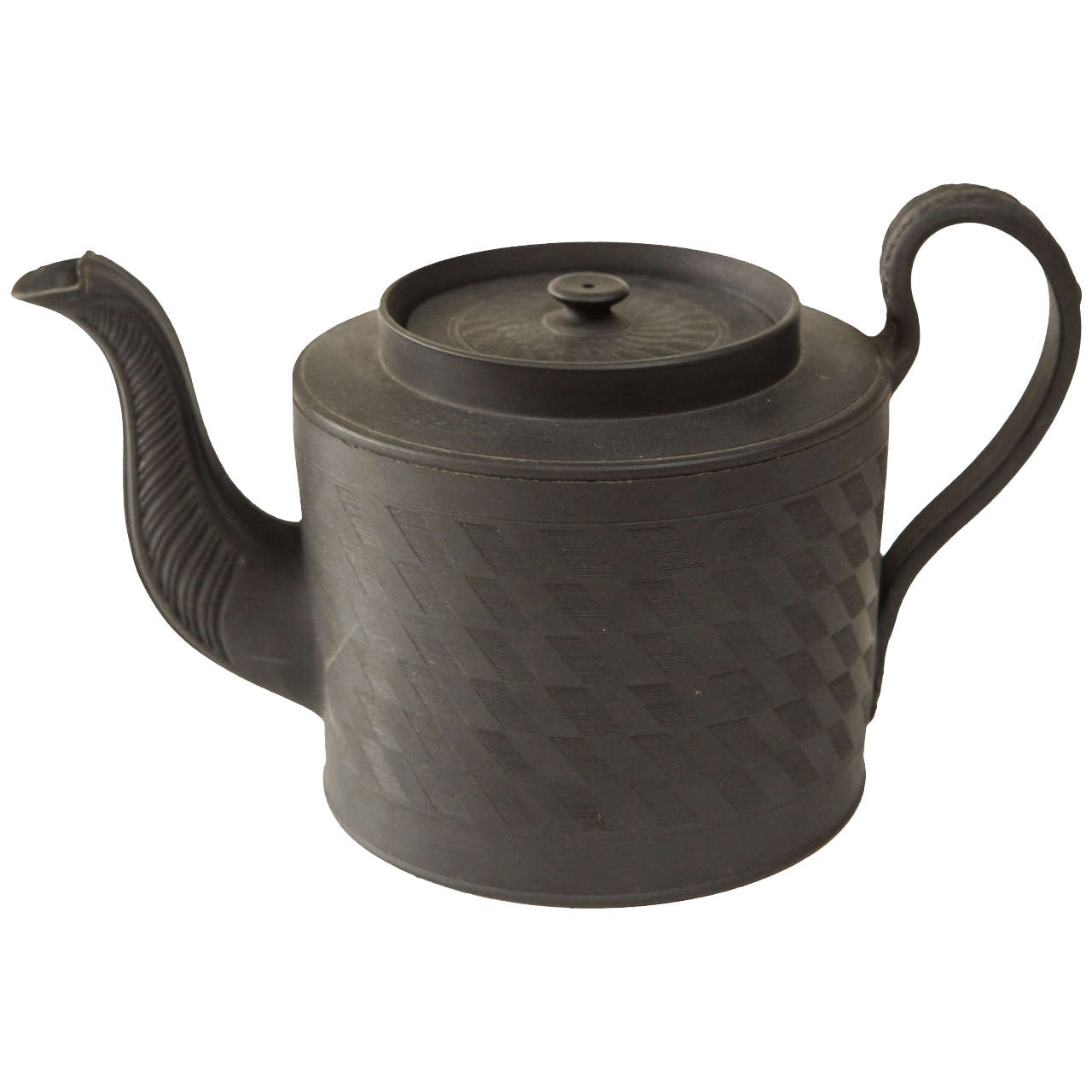 An English Basalt engine-turned Teapot, c.1810 at 1stDibs