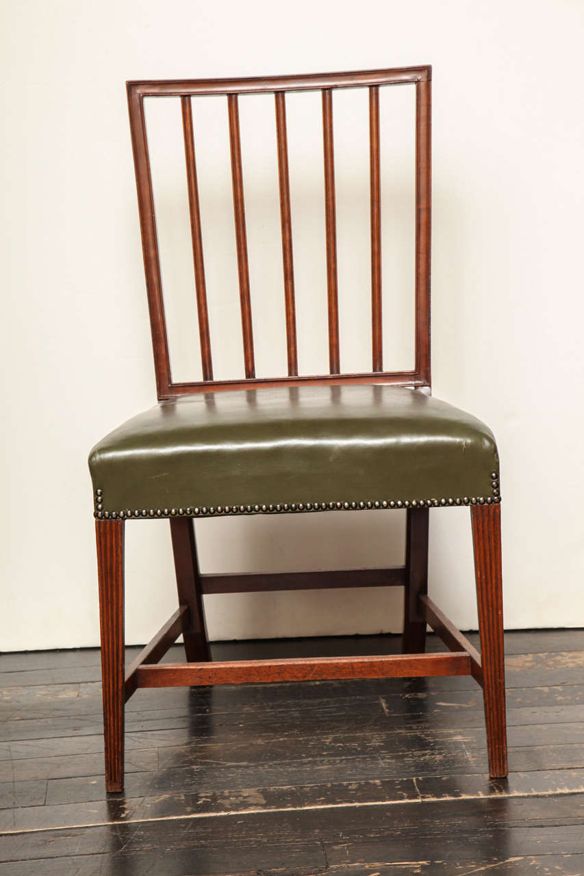 Leather 18th Century English George III Mahogany Side Chairs