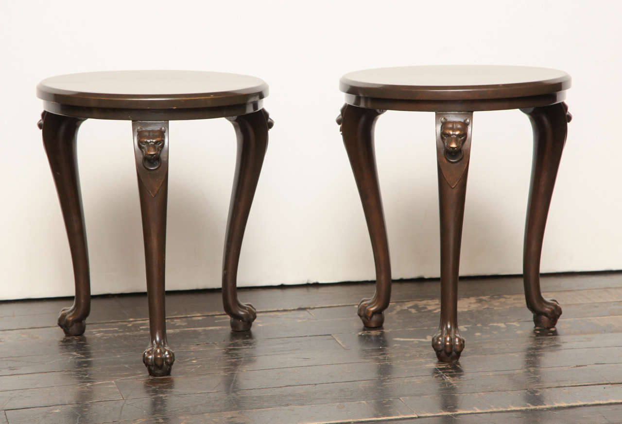 Pair of 19th century Grand Tour, bronzed copper tables.
