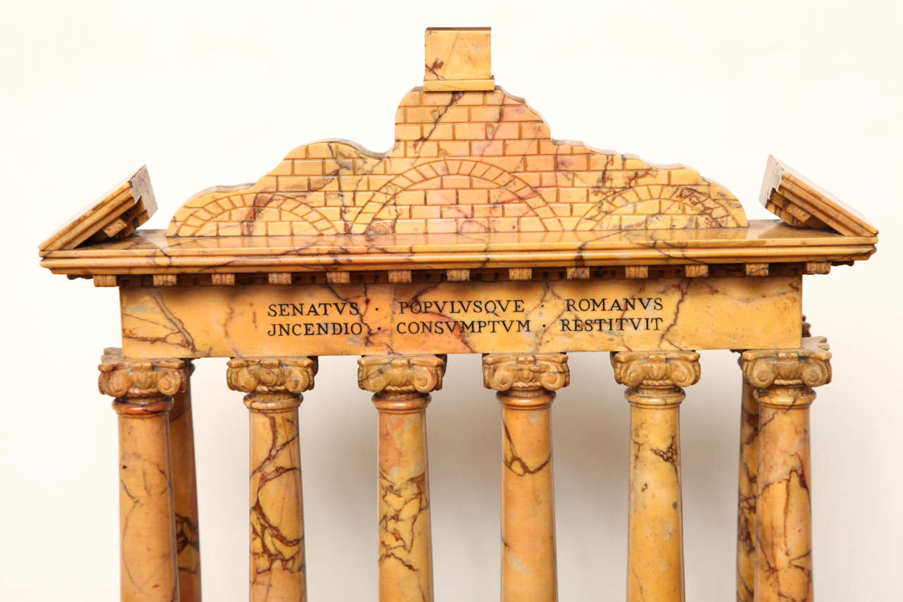 19th Century Giallo Antico Grand Tour Marble Model of the Temple of Saturn