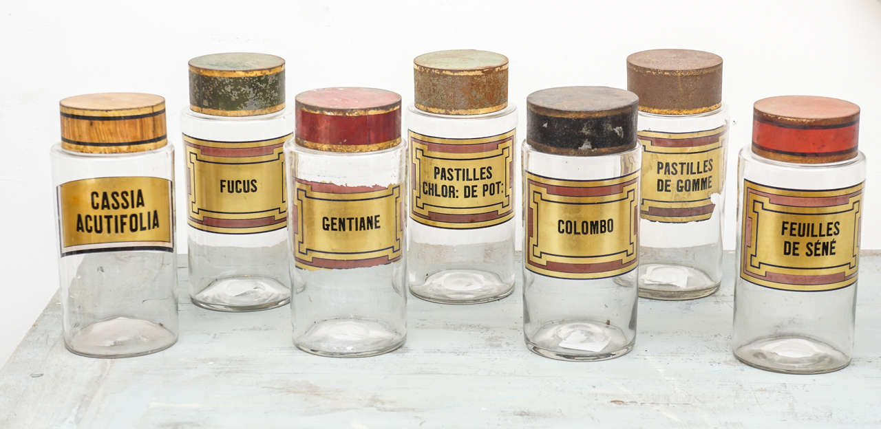 Three French Apothecary Glass Jars