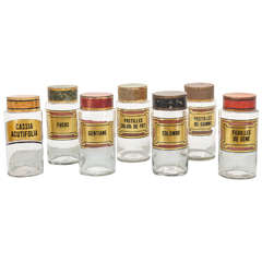 Three French Apothecary Glass Jars