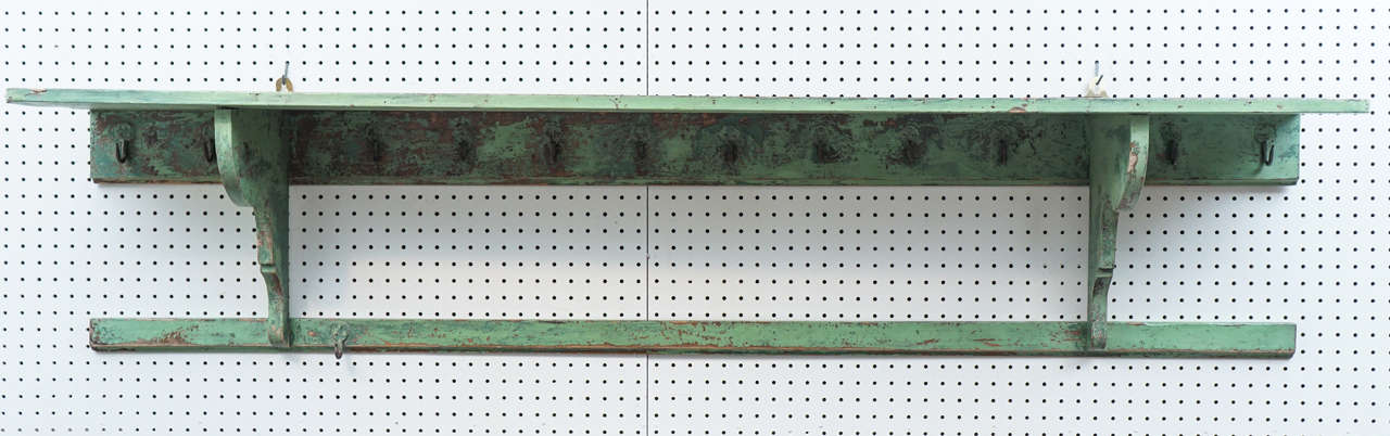 French Original Painted Shelf with Hooks