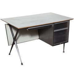 Vintage Raymond Lowey Steel and Pegboard Teacher's Desk