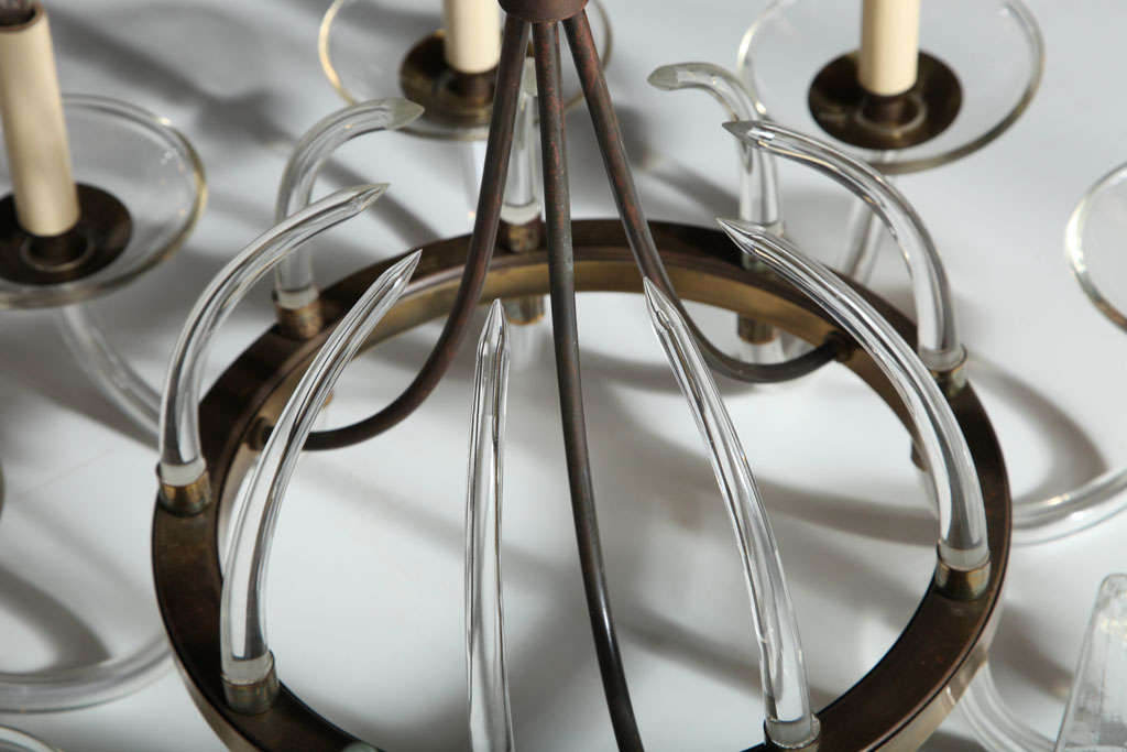 Circa 1940's Bavarian Translucent Crystal NineArm Candlestick