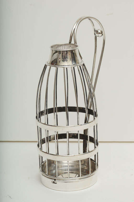 German Silver Cage Style Bottle Holder / Wine Caddy