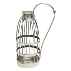 Antique Silver Cage Style Bottle Holder / Wine Caddy