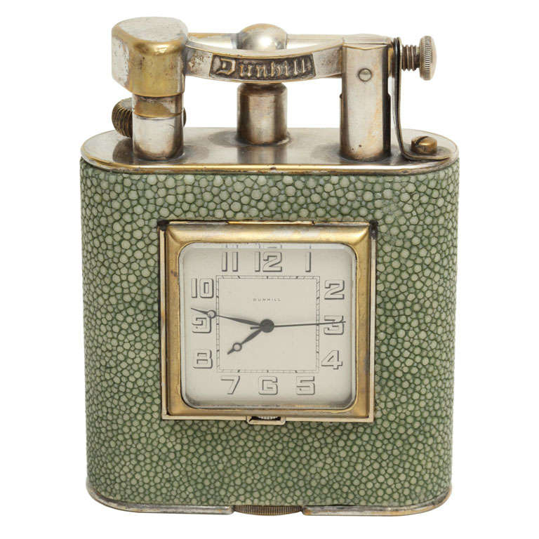Dunhill Giant Shagreen Table Lighter with Clock