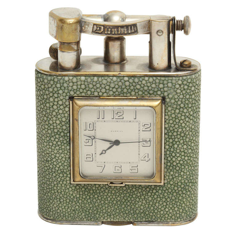 Dunhill Giant Shagreen Table Lighter with Clock