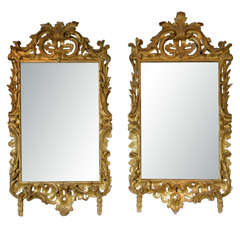 Extremely Important Pair of Irish Carved Gilt Wood Rococo Mirrors
