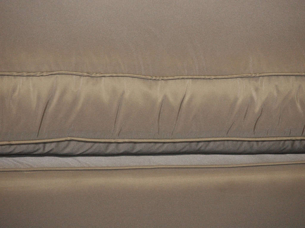 Glamorous Mid Century Modern Sofa in Silver Silk Taffeta & Down 3