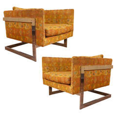 Pair of Milo Baughman Large "Cube" Lounge Chairs (2)