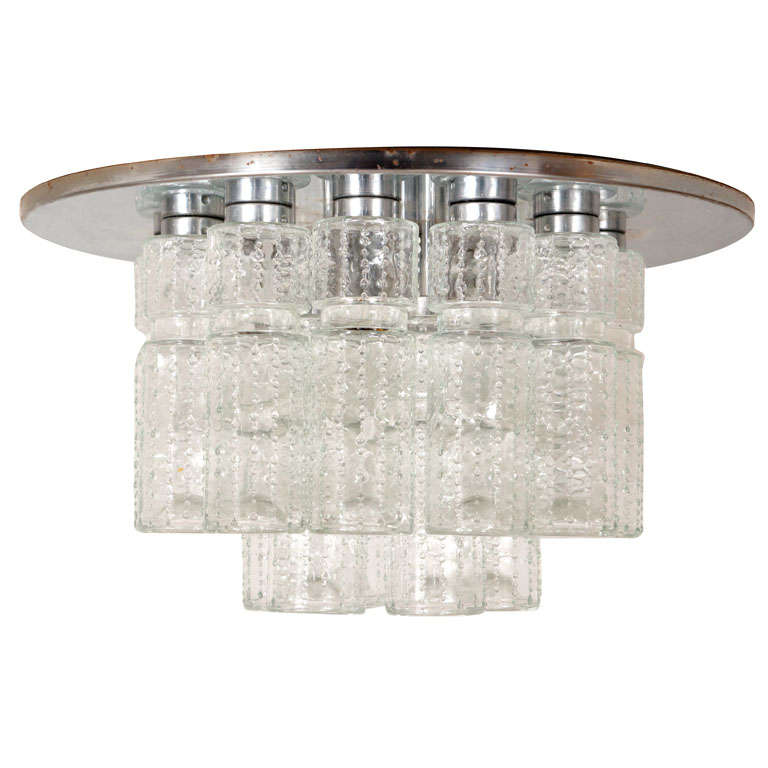 Flush mount glass cylinder ceiling lights (4) Lightolier For Sale