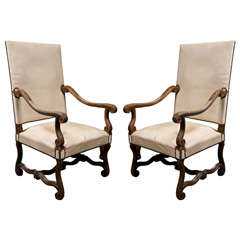 Pair of French Walnut Louis XIV Style Fauteuils