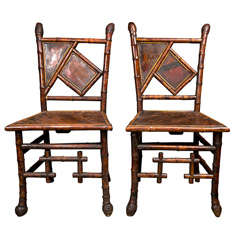 Pair of bamboo side chairs, c. 1890
