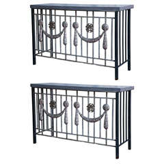 French Iron Neoclassic Style Balcony Grills/consoles, Late 19th C.