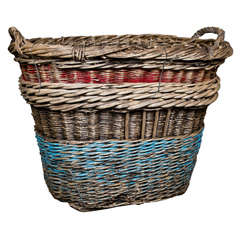 Vintage French Champagne Basket Late 19th Century