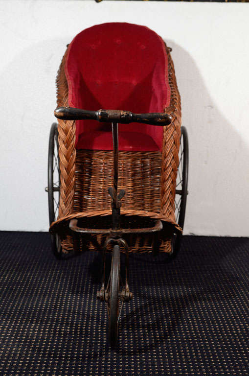 Victorian Wicker Pram with Upholstered Seat 4