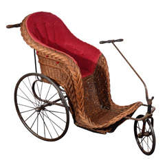 Victorian Wicker Pram with Upholstered Seat
