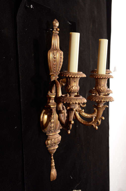 Gilt Bronze Three Light Sconces by E.F. Caldwell For Sale 4