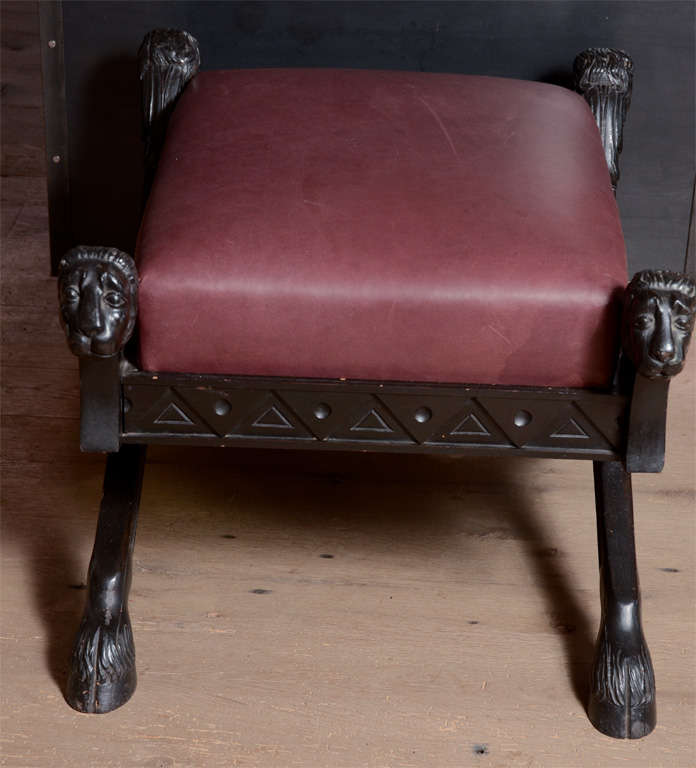 Leather Pair of 1940's Spanish ebonized stools in the Regency style