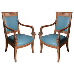 Pair of Slate Blue Directoire Style Chairs 1