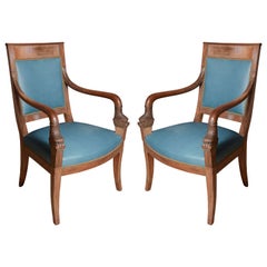 Pair of Slate Blue Directoire Style Chairs