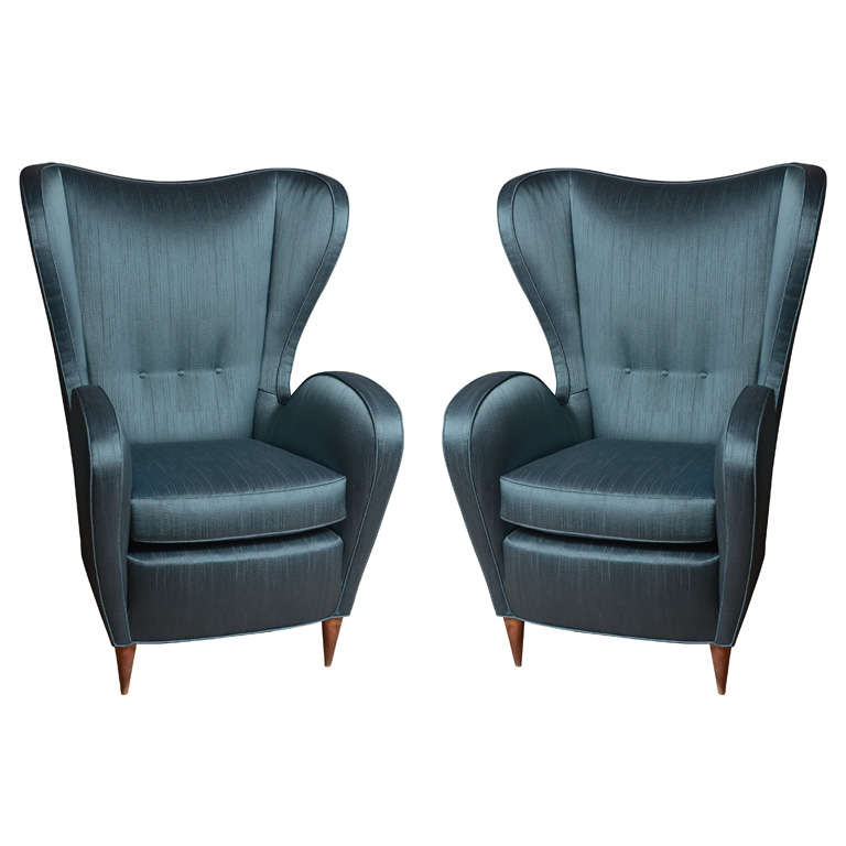 1950's Italian Wingback chairs For Sale