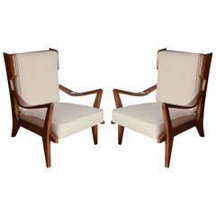 Magnificent pair of Vittorio Dassi walnut lounge chairs