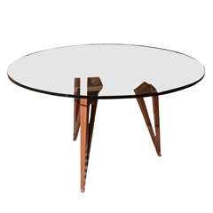Mid-century Italian Walnut And Glass Table 12