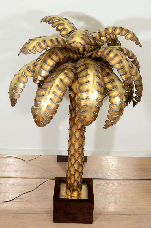 Brass Palm Tree Light Attributed to Maison Jansen