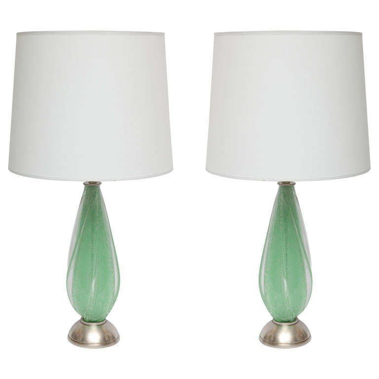 Pair of 1950s Italian Art Glass Table Lamps by Seguso