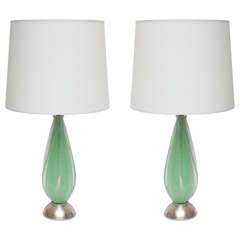 Pair of 1950s Italian Art Glass Table Lamps by Seguso