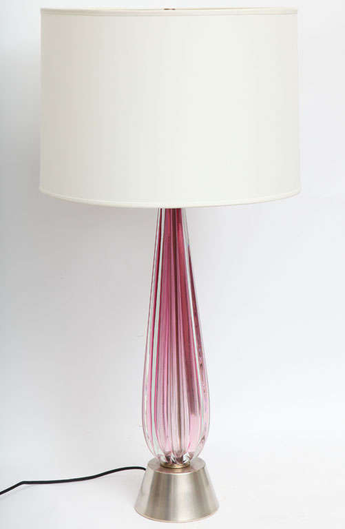 Mid-20th Century A Pair of 1950's Rose Italian Art Glass Table Lamps by Seguso