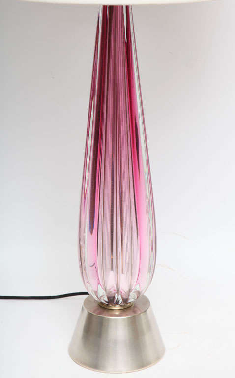 Silk A Pair of 1950's Rose Italian Art Glass Table Lamps by Seguso