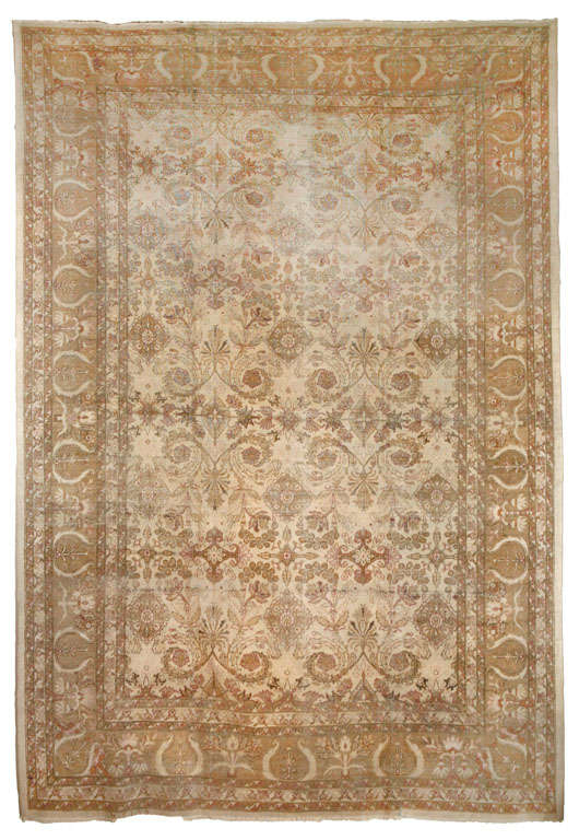 Agra is a large city and weaving district in North Central India that has been prolific in producing tightly knotted, decorative, floral rugs. The rug sizes ranged from 4' x 6' up to palace size pieces. These design motifs have been handed down from
