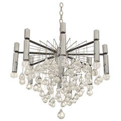 Chrome and glass chandelier