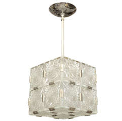 Cube Form Pendant Ceiling Fixture with Glass Tile Elements by Kalmar