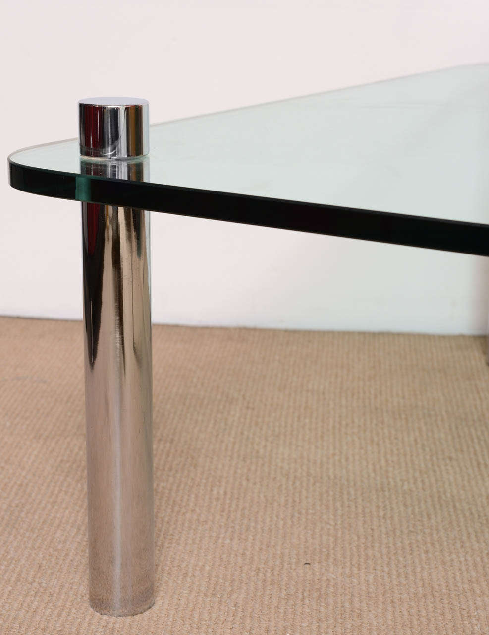 Mid-Century Modern Minimalist Pace Style Chrome and Glass Cocktail table For Sale