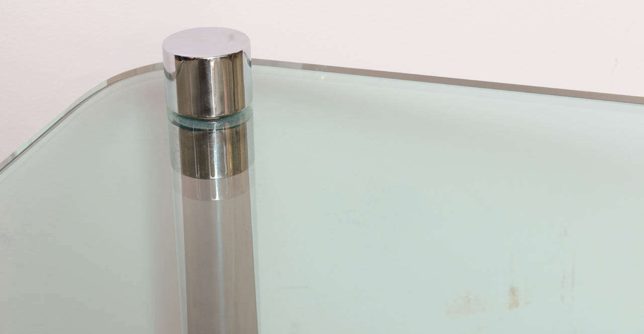 American Minimalist Pace Style Chrome and Glass Cocktail table For Sale