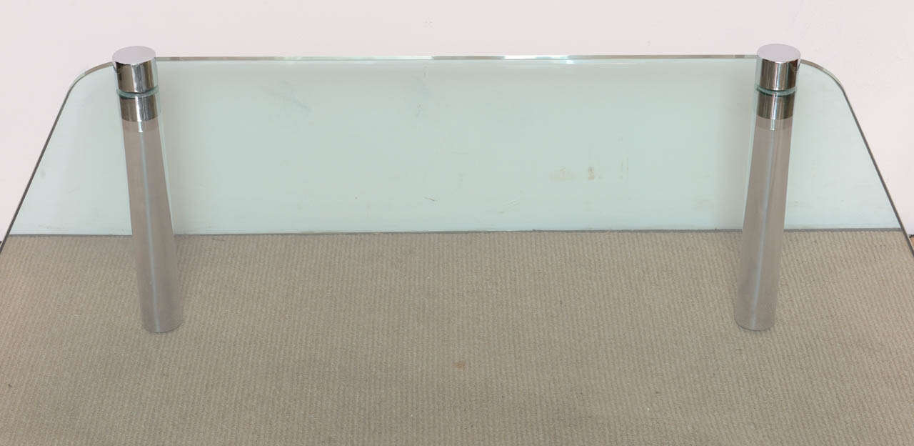 Minimalist Pace Style Chrome and Glass Cocktail table For Sale 2