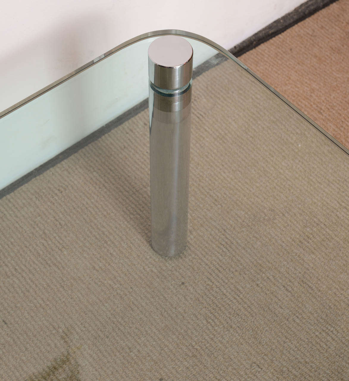 Minimalist Pace Style Chrome and Glass Cocktail table For Sale 3