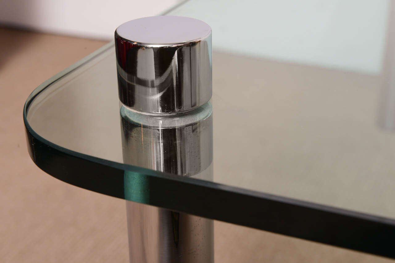 Minimalist Pace Style Chrome and Glass Cocktail table For Sale 4
