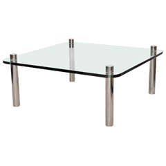 Minimalist Pace Style Chrome and Glass Cocktail table