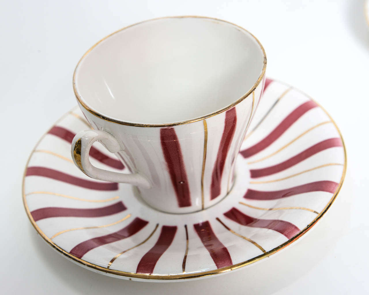 Mid-20th Century Antique French Art-Deco Porcelain Digoin Sarreguemines Cafe Tasses