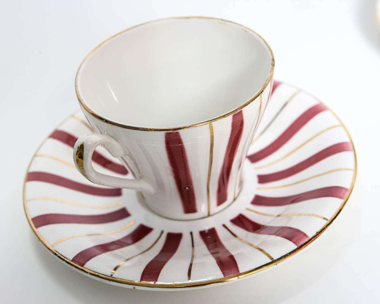 Anciennes tasses à café Art Déco françaises en porcelaine Digoin Sarreguemines Excellent état à Miami, FL