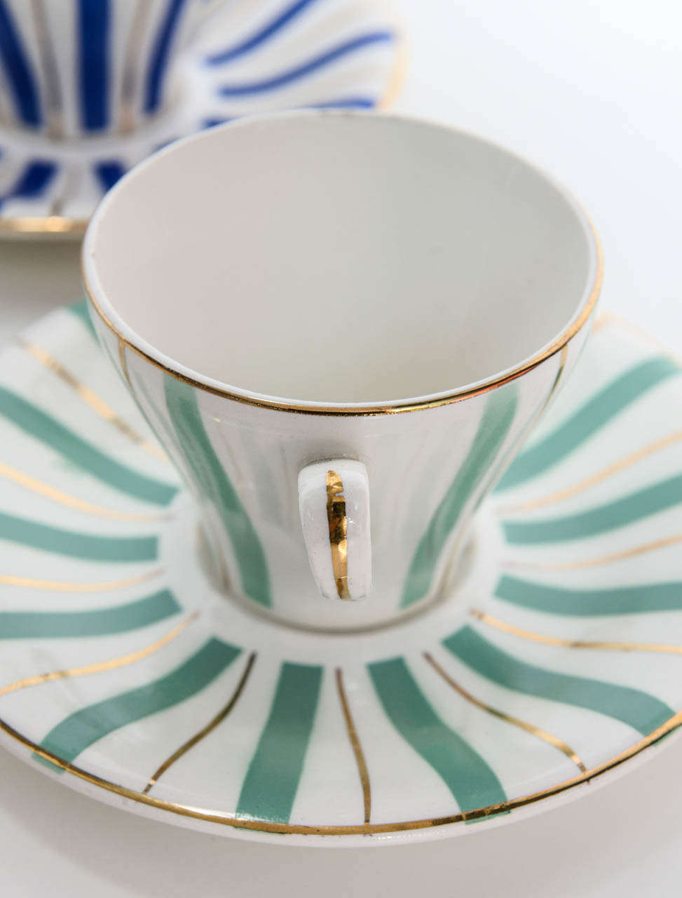 Antique French Art-Deco Porcelain Digoin Sarreguemines Cafe Tasses 1