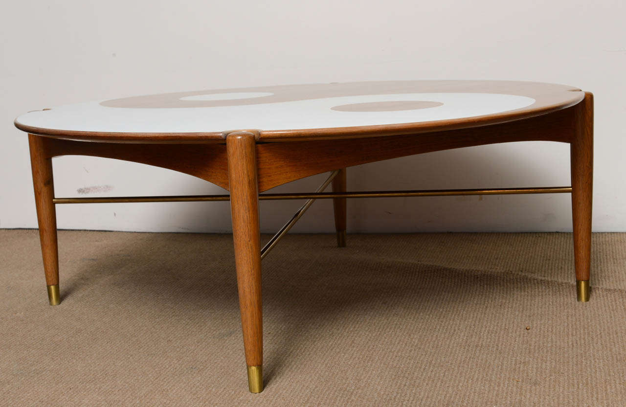 Yin and Yang MidCentury Modern Round Walnut Swedish Coffee Table at