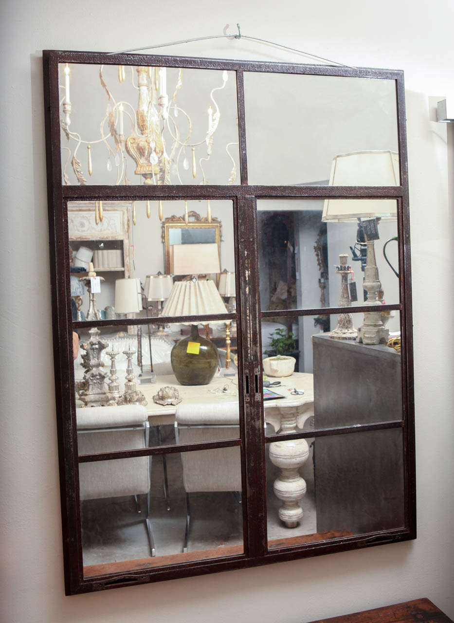 Iron Mirror Made From Industrial Factory Window